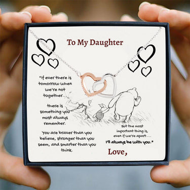 Personalized Daughter Name 'Christopher Robins Quote' Joined Hearts Necklace - Love You This Much